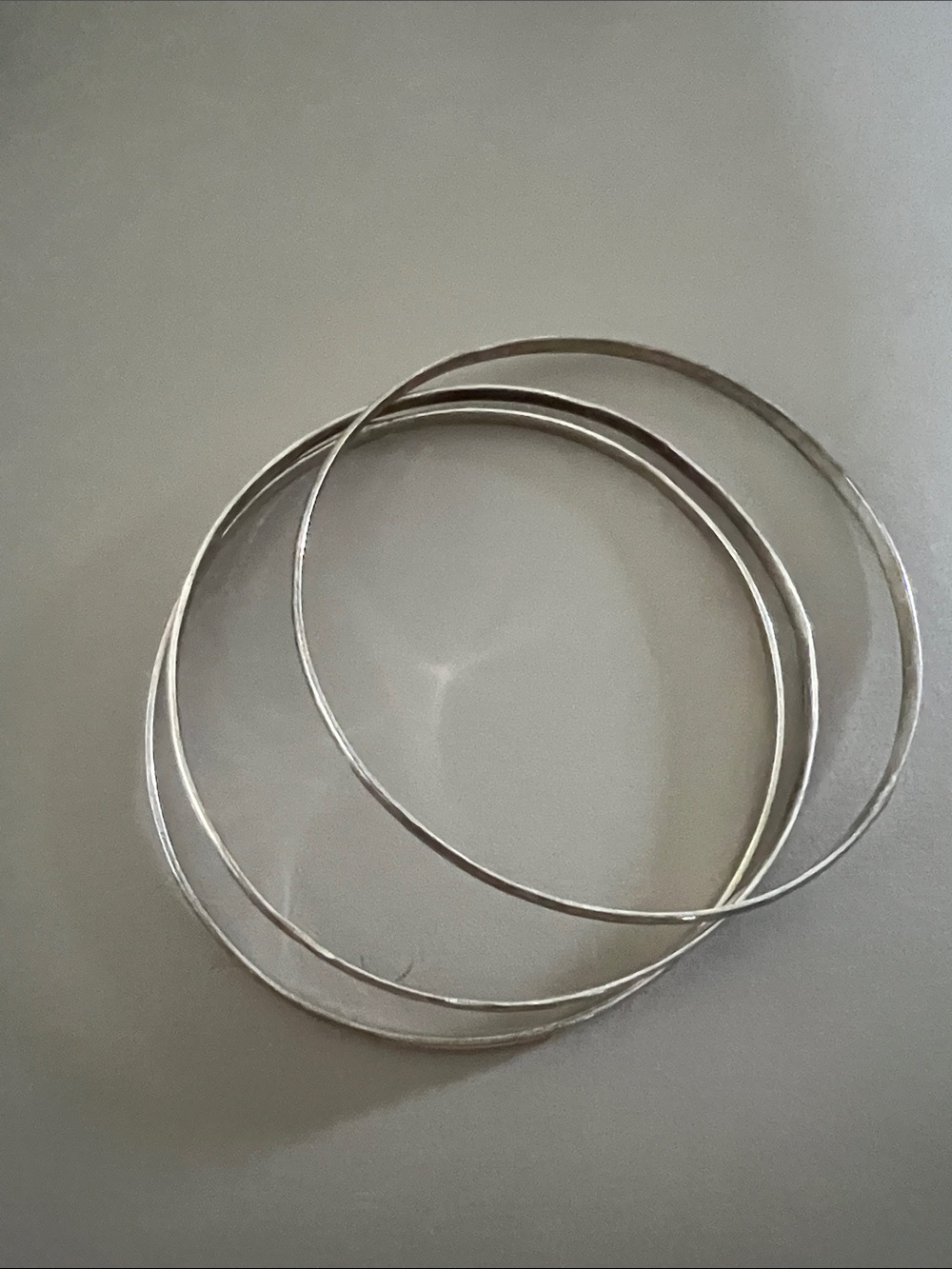 Sterling Silver Thin Bangle Bracelet Set - Silver